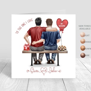 Tarjeta personalizada del Día de San Valentín Gay Pareja del mismo sexo Feliz Día de San Valentín Pareja Gay Novio Socio Esposo Hombres Tarjeta del Día de San Valentín 847