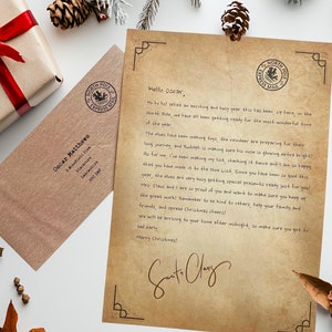 Carta de lujo personalizada de Papá Noel, carta de Papá Noel para niños, relleno de medias, carta del Polo Norte con cinta personalizada