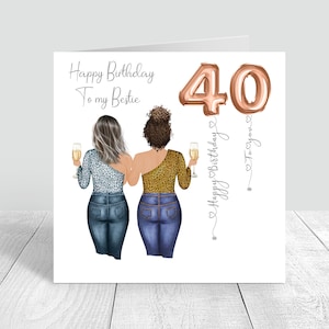 Verjaardagskaart Dames Beste Vriend Handgemaakt / Gepersonaliseerde Zus / Tante / 18e 21e 25e 30e 40e 50e Kleindochter Dochter Nicht