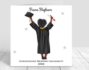 Personalised Graduation Card For Women | Congratulations Graduation Gifts CUSTOMISE HAIR  | Handmade 432