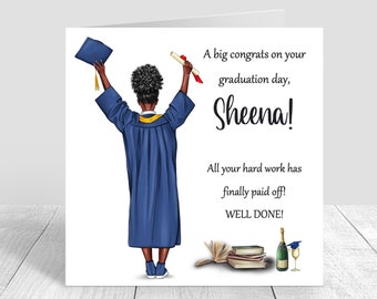 Personalised Graduation Card For Women | Congratulations Graduation Gifts CUSTOMISE HAIR  | Handmade 433