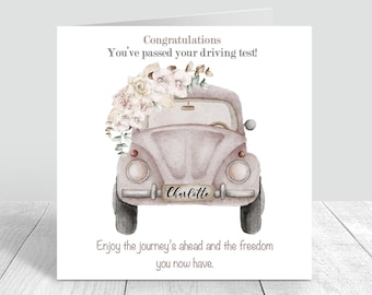 Congratulations on passing your driving test Card for Girls  /WomenPractice test Personalised Card Well Done Handmade Card New Car 491