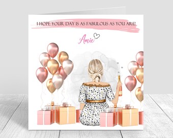 Personalised Women's Happy Birthday card Personalised Handmade Card for her Sister Bestie Cousin 18th 21st 25th 30th 35th 40th 189