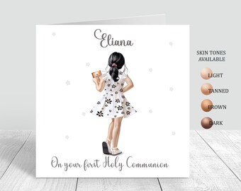 Carte de première communion pour filles faite main personnalisée pour filles, petite-fille, fille nièce, soeur, cadeaux à personnaliser 981