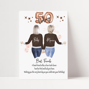 Personalised A4 Happy Birthday Print Women's Birthday Keepsake Best Friend, Bestie, Sister, 40th 50th 60th Customise hair 458