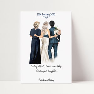 A4 personalizzato genitori della sposa regalo di nozze stampa di nozze per mamma e papà stampa personalizzata decorazione da parete ricordo regali della sposa