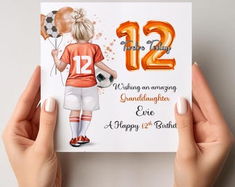 Girls Personalised Football Birthday Card,Birthday Soccer Card, Greeting Card,football Kit Birthday Card,Daughter 5th 6th 8th 12th 11840