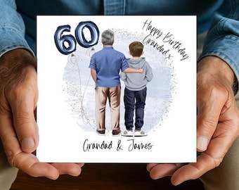 Personalised 60th Birthday Card for Grandad, Custom Grandfather Birthday Card from Grandson, Special Milestone Keepsake, 70th birthday, 2005