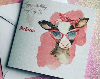 Women/'s Happy Birthday Card Handmade// Personalised /' Big Sis/' Sister// Niece