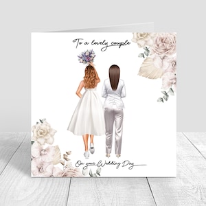 Personalisierte Braut Hochzeit Karte | Herzlichen Glückwunsch | Glücklicher Hochzeitstag|Hochzeitskleid| Bräute Hochzeitskarte| Mrs & Mrs 1205
