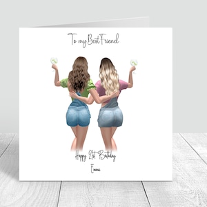 Biglietto fatto a mano personalizzato per ragazze adolescenti, miglior amico, buon compleanno, per amico/amico speciale, 18, 21, 25, 30, 35, 0080