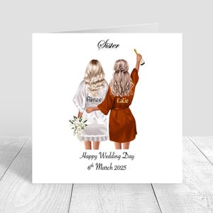 Personalised On Your Wedding Day Card for Best Friend Sister cousin Various Hairstyles Handmade Bridesmaid Maid of Honour Bestie Bride 0091