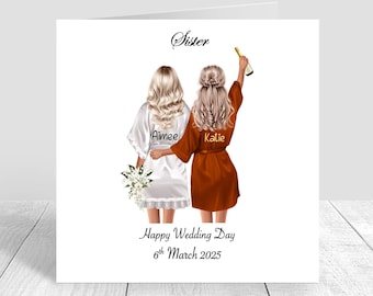 Personalised On Your Wedding Day Card for Best Friend Sister cousin Various Hairstyles Handmade Bridesmaid Maid of Honour Bestie Bride 0091