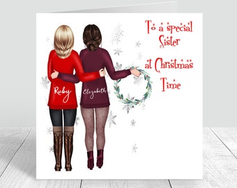 Merry Christmas Best Friend Christmas Card Personalised Xmas  Card for Bestie/ Sister/ Mum/ Auntie/ Cousin