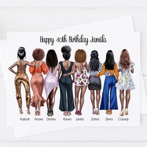 Women's Personalised Birthday Card Girl Group Women's Handmade card 25th 30th 40th 50th Large Card Women's for her Friend Any age 1465