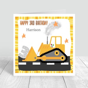 Cartão de aniversário personalizado para meninos, 3º aniversário, escavador artesanal, primeiro cartão de aniversário para irmão, filho, neto, sobrinho, 5º, 6º, 8º