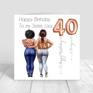 Tarjeta de feliz cumpleaños personalizada para mujer, tarjeta hecha a mano para su mejor amiga, hermana, mejor amiga, prima, 18, 21, 25, 30, 35, 40, 50, 60 años 1247