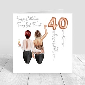 Carte personnalisée joyeux anniversaire meilleure amie pour femme pour sa sœur, meilleure amie, cousine 18e 21e 25e 30e 35e 40e 50e 60e 290