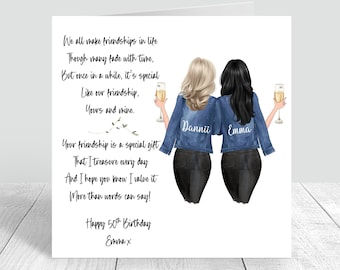Carte d'anniversaire personnalisée pour femme, meilleure amie, carte faite main pour sa soeur, meilleure amie, cousine 18ème 21ème 25ème 30ème 35ème 40ème 50ème 60ème 1051