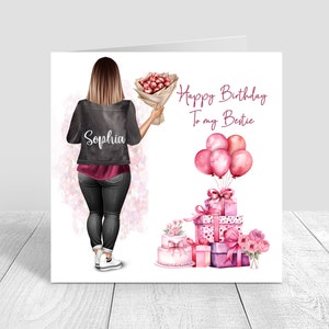 Personalisierte Frauen beste Freundin alles Gute zum Geburtstag handgemachte Karte für ihre Schwester Bestie Cousin Mutter 18.21.25.30.35.40.50.60.536