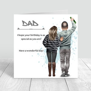 Tarjeta de cumpleaños personalizada para hombres Tarjeta hecha a mano, Tarjeta de cumpleaños de papá e hija, Tarjetas para papá, Tarjeta de felicitación Tarjeta única 50.o 60.o 70.o 871