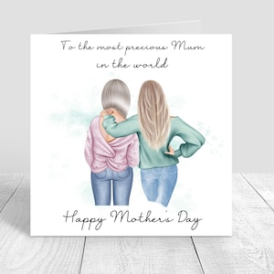 Tarjeta personalizada del Día de la Madre Feliz Mamá hecha a mano / Mamá / Con tarjeta de amor Regalo personalizado del Día de la Madre Tarjeta de madre / hija 388