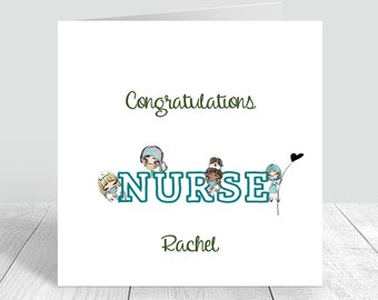 Congratulations Nurse Handmade  Card New Job Personalised Nurse Card for Women