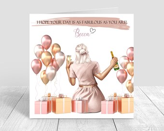 Carte personnalisée joyeux anniversaire pour femme Carte faite main personnalisée pour sa soeur Bestie Cousine 18 21 25 30 35 40 456