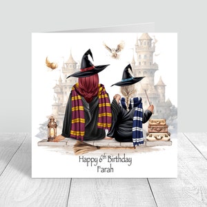 Carte d'anniversaire sorcier pour filles, meilleure amie, faite main/soeur personnalisée/15 18e 21e 25e 30e 40e 40e 50e petite-fille fille nièce 1206