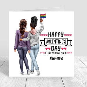 Personalisierte Valentinstagskarte für gleichgeschlechtliche Paare, lesbische Freundin, Partnerin, Ehefrau, Verlobte, Valentinstagskarte 382