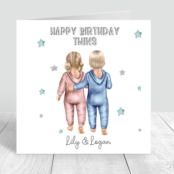 Personalised Twins Birthday Card Twin Girl/Twin Boy Handmade and Personalised Cards Twin Birthday Son Grandson Daughter 272