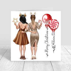 Women's Merry Christmas Card Sister / Best Friend Christmas Card Personalised Xmas pyjamas Card Sisters/friends/besties Christmas Gifts 1405