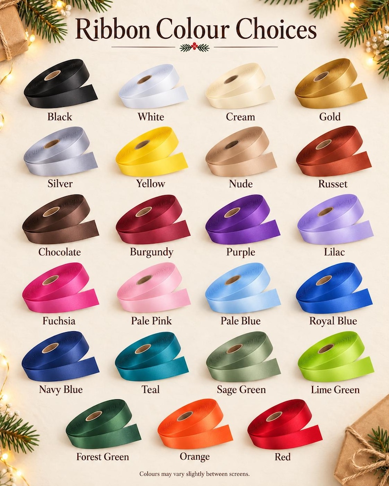 Personalised Christmas Ribbon – 15mm Satin, Custom Name Gift Wrap ...