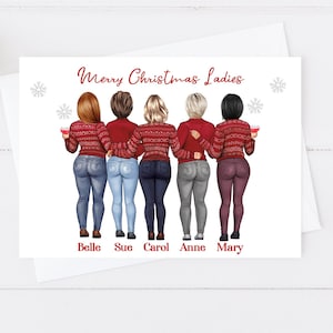 Biglietto natalizio personalizzato fatto a mano per donne/Regali di Natale/Cartoline uniche/Sorelle/Bestie/Mamma/Amici Biglietto natalizio grande 278