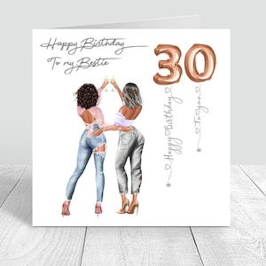 Women's Personalised Best Friend Happy Birthday Handmade Card for her Sister Bestie Cousin 18th 21st 25th 30th 35th 40th 50th 60th 249