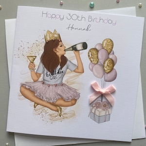 Handmade Personalised Women's Birthday Card Daughter Granddaughter Niece 18th 21st 30th 50th 40th
