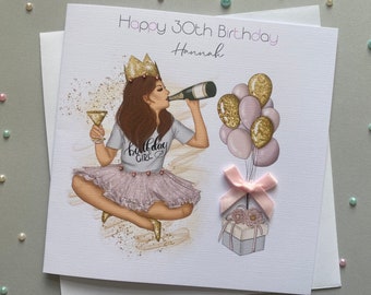 Carte d'anniversaire personnalisée faite main pour femme fille petite-fille nièce 18e 21e 30e 50e 40e