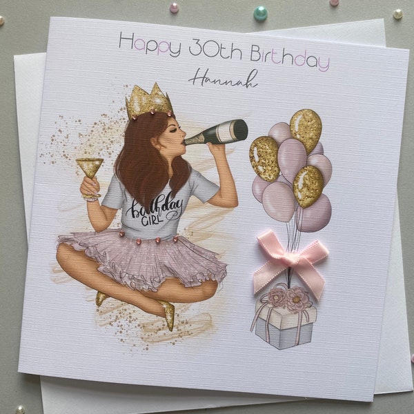 Carte d'anniversaire personnalisée faite main pour femme fille petite-fille nièce 18e 21e 30e 50e 40e