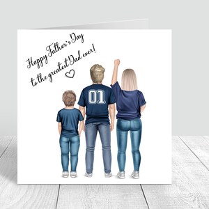 Tarjeta personalizada del Día del Padre Feliz, Papá e hijos, Tarjeta de papá número 1, Papá, Superhéroe, Tarjeta del Día del Padre hecha a mano, Personalizar el cabello 503