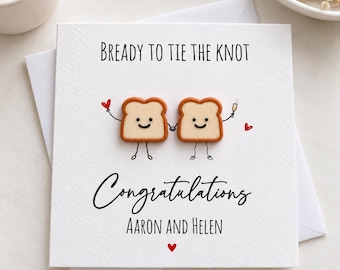 Personalised Engagement Card, Funny Toast Couple Card, Bready to Tie the Knot, Congratulations on Your Engagement, 3D Toast Couple Card 3144