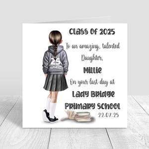 Personalised Girls School Leavers Card, Students End of year Last Day Primary School,Secondary School leaving card,Class of 2025- grey 1717