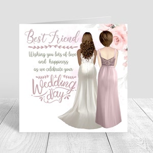 Novia su día de boda tarjeta de boda personalizada novia / dama de honor mejor tarjeta de amiga señora novia a ser, bestie, hermana, regalo del día de la boda 427