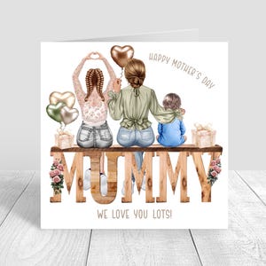 Happy Mother's Day Card Handmade & Personalised Mummy / Mom/ Mum and Son / Daughter With love card Personalized Mothers day Gift 1589