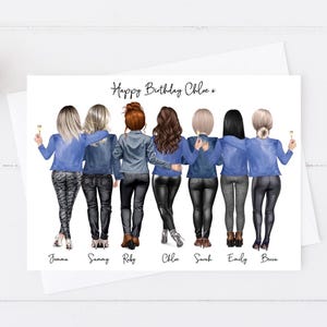 Women's Personalised Birthday Card Girl Group Women's Handmade 18th 21st 30th 40th 50th Large Card Women's for her Friend Any age 1416