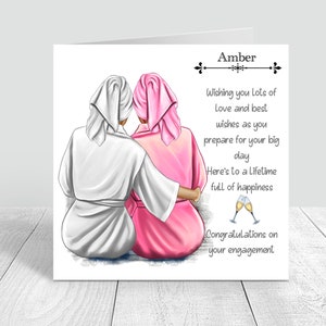 Herzlichen Glückwunsch Sie sind verlobt Personalisierte handgemachte Karte Hochzeitsgeschenke Verlobung Best Fiend Schwester Brautjungfer * CUSTOMISE HAIR STYLES 0073