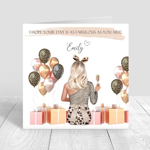 Cartão de feliz aniversário personalizado para mulheres Cartão personalizado feito à mão para sua irmã, melhor prima, 18, 21, 25, 30, 35, 40 anos 1346