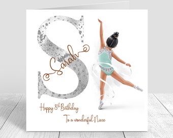 Personalised Girls Birthday Card Gymnast Greeting Card for Daughter Granddaughter Sister Friend Niece Gymnastics 3rd 4th 5th 6th 7th 8th 558