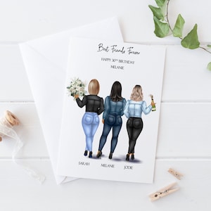 Biglietto d'auguri personalizzato da donna Gruppo di ragazze Biglietto d'auguri fatto a mano da donna per il 18° 21° 30° 40° 50° Biglietto grande da donna per la sua amica Qualsiasi età 117 anni