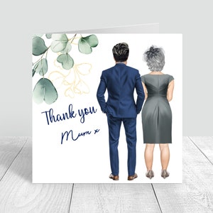 Carte faite main personnalisée pour le jour du mariage, maman, belle-mère, cheveux personnalisables, marié et maman, carte de voeux 1013