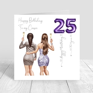 Tarjeta personalizada de mejor amiga para mujer, feliz cumpleaños, hecha a mano para su hermana Bestie Cousin 18, 21, 25, 30, 35, 40, 50, 60, 761